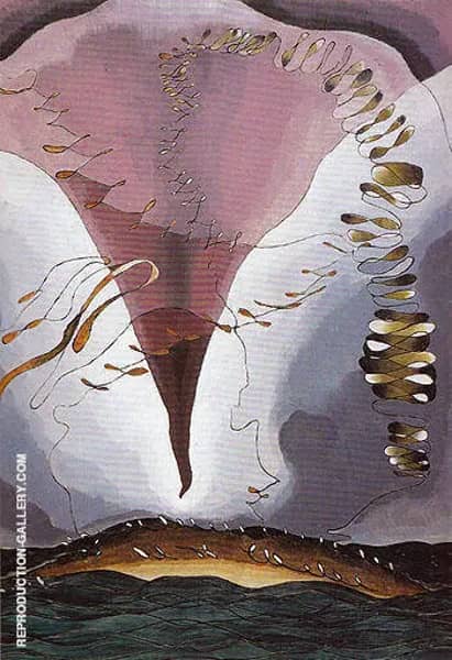 Seagull Motif Violet and Green 1928 | Oil Painting Reproduction