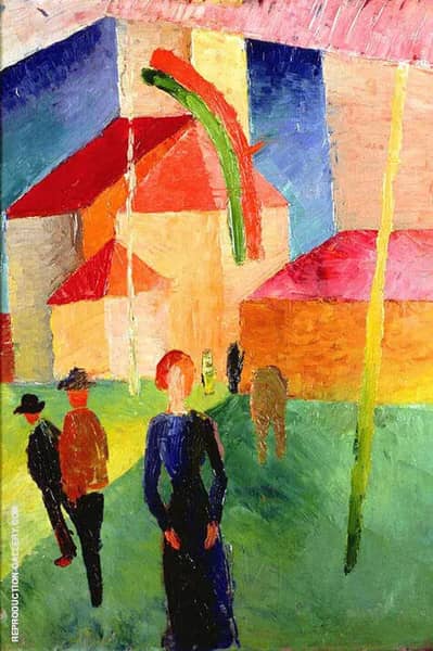 Church with Flags 1914 by August Macke | Oil Painting Reproduction