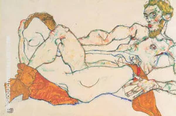 Lovers 1913 2 by Egon Schiele | Oil Painting Reproduction