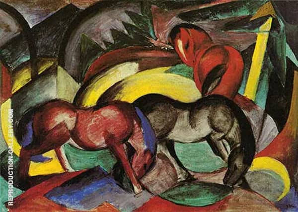 Three Horses 1912 by Franz Marc | Oil Painting Reproduction
