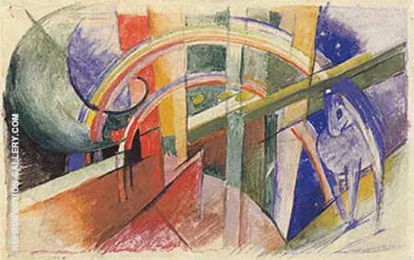 Blue Horse with a Rainbow 1913 by Franz Marc | Oil Painting Reproduction