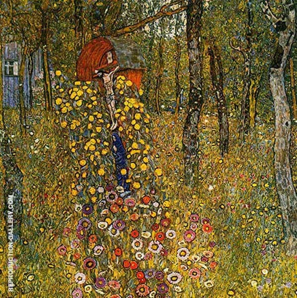 Farm Garden with Crucifix by Gustav Klimt | Oil Painting Reproduction