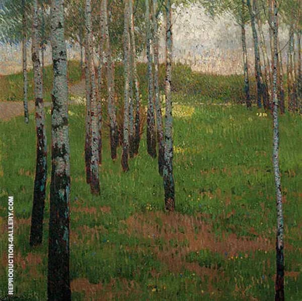 Birch Grove at Dusk by Carl Moll | Oil Painting Reproduction