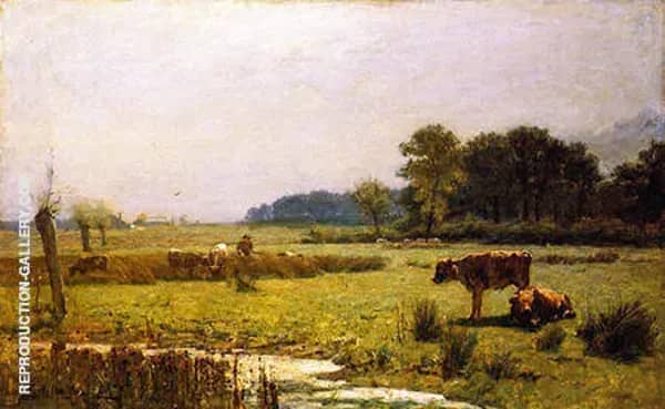 A Surrey Meadow Morning by Arthur Walton | Oil Painting Reproduction
