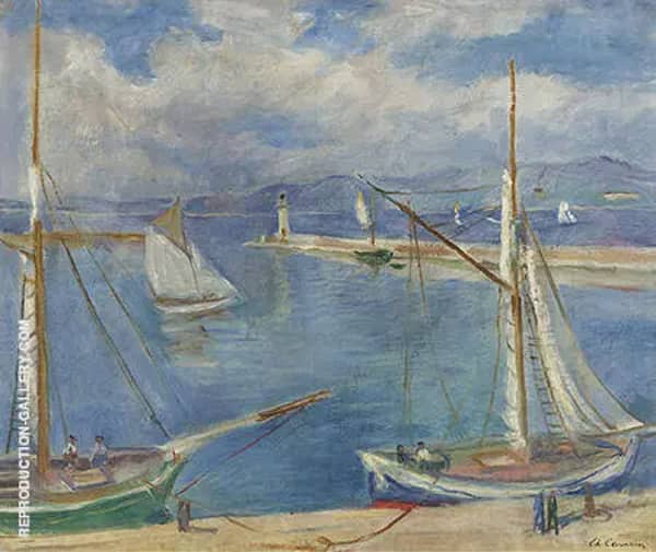 White Sailing Boats at Port St Tropez 1925 | Oil Painting Reproduction