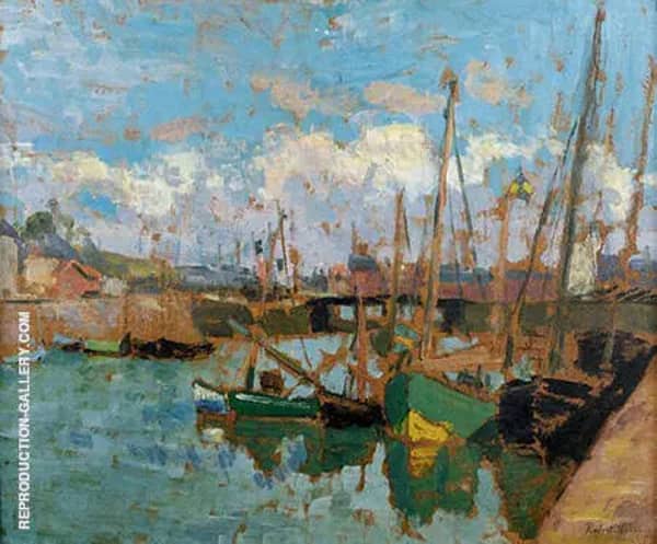 Boats at the Harbor by Robert Antoine Pinchon | Oil Painting Reproduction