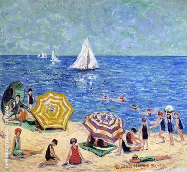 Oak Street Beach 1914 by Minnie Harms Neebe | Oil Painting Reproduction
