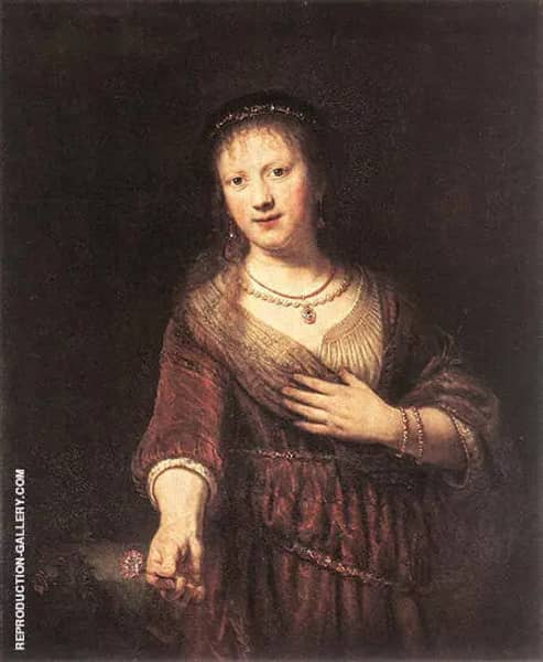 Saskia with a Red Flower 1641 | Oil Painting Reproduction