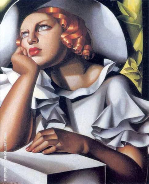 Wide Brimmed Hat by Tamara de Lempicka | Oil Painting Reproduction
