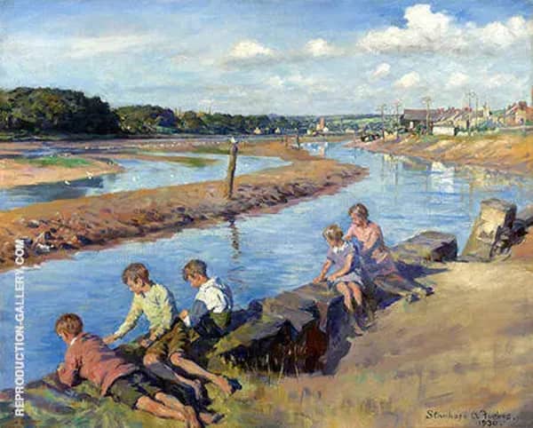 Young Anglers at Hayle 1930 by Stanhope Forbes | Oil Painting Reproduction