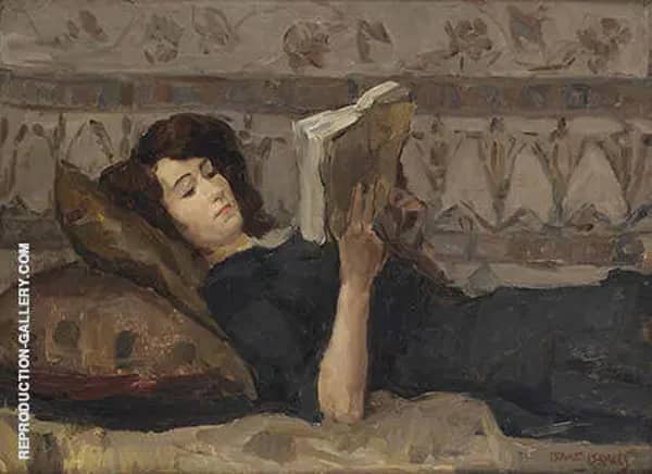 Girl Reading on a Sofa by Isaac Israels | Oil Painting Reproduction