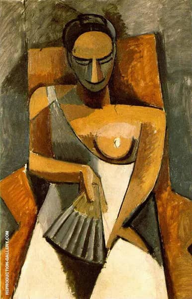 Seated Woman with a Fan 1908 by Pablo Picasso | Oil Painting Reproduction