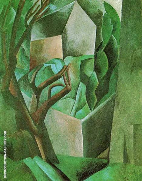 House in a Garden House and Trees 1908 | Oil Painting Reproduction