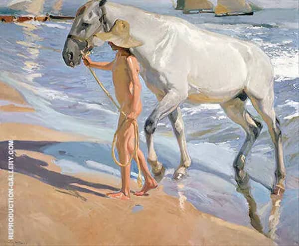 The Horse's Bath 1909 by Joaquin Sorolla | Oil Painting Reproduction