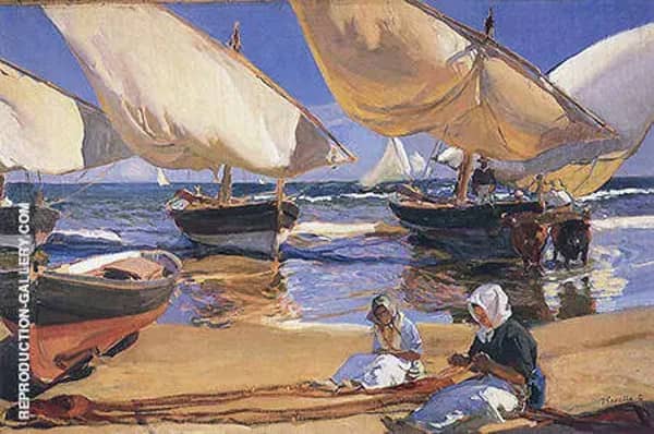 On the Beach at Valencia 1916 | Oil Painting Reproduction