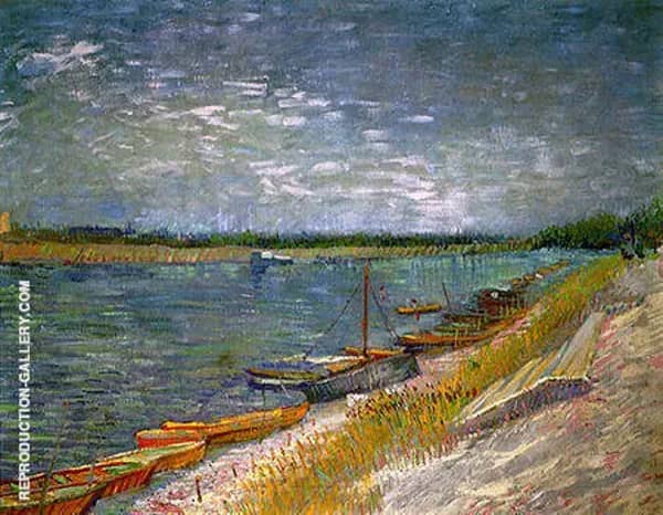 View of a River with Rowing Boats | Oil Painting Reproduction