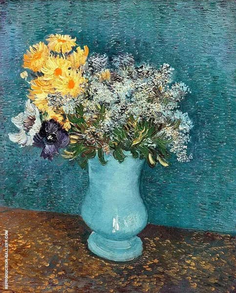 Vase with Lilacs Daisies and Anemones | Oil Painting Reproduction
