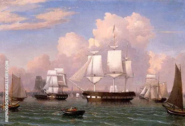 Constitution Boston Harbour by Fitz Hugh Lane | Oil Painting Reproduction