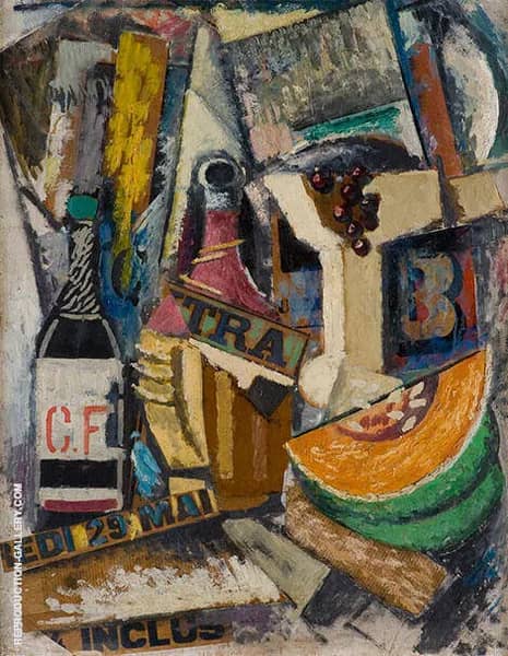 Popone e Fiasco di Vino by Ardengo Soffici | Oil Painting Reproduction