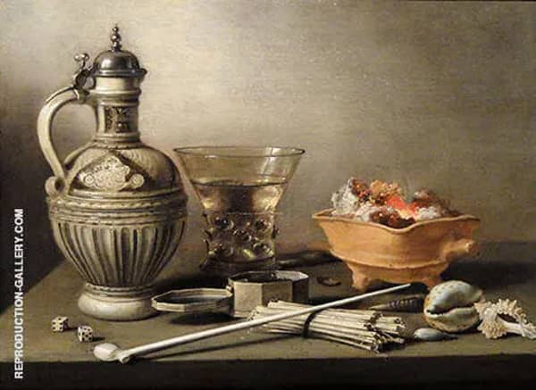 Still Life with Jug Berkemeyer and Smoking Utensils | Oil Painting Reproduction