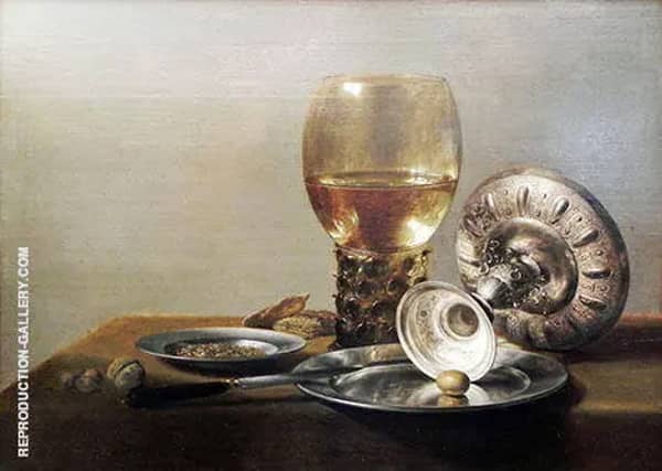 Still Life with Wine Glass and Silver Bowl | Oil Painting Reproduction