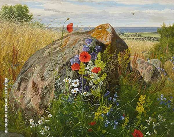 Wildflowers by a Cornfield | Oil Painting Reproduction