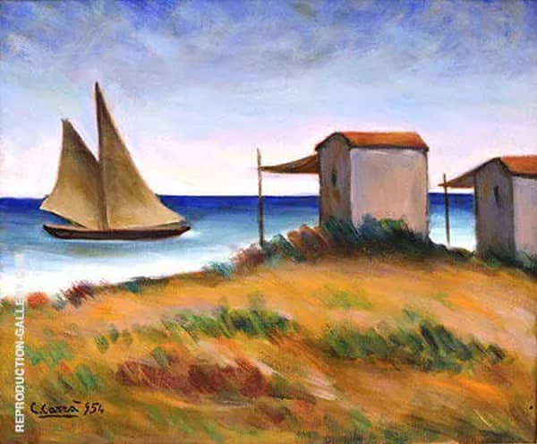 Marina Con Veliero e Capanni 1954 | Oil Painting Reproduction