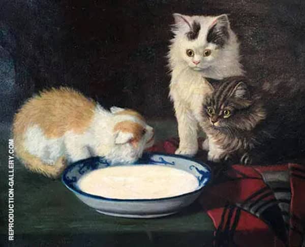 Three Kittens by Sidney Lawrence Brackett | Oil Painting Reproduction
