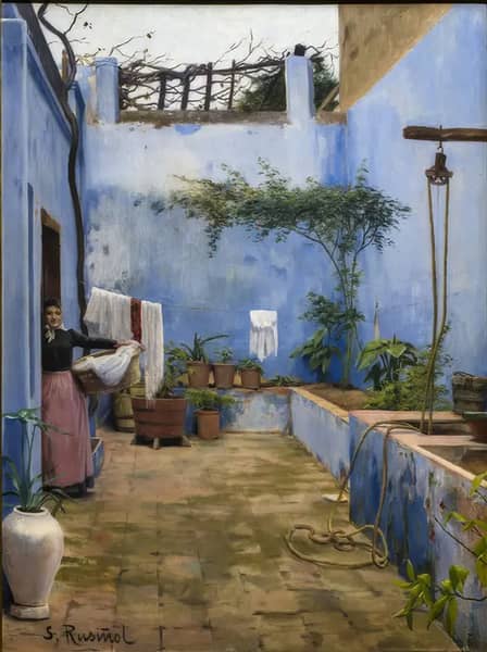 Blue Patio Montserrat by Santiago Rusinol | Oil Painting Reproduction