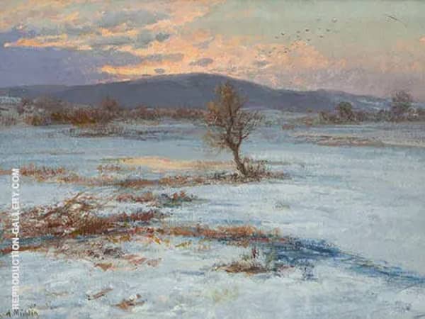 Winter Twilight by Albert Ernst Muhlig | Oil Painting Reproduction