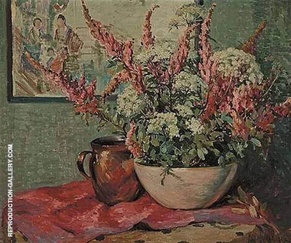 Flowers and Copper Pot on a Tabletop | Oil Painting Reproduction