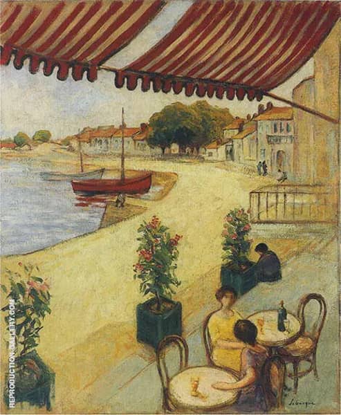 Cafe sur la Port by Henri Lebasque | Oil Painting Reproduction