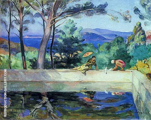 Blue Reflection in The Fountain at Pradet | Oil Painting Reproduction