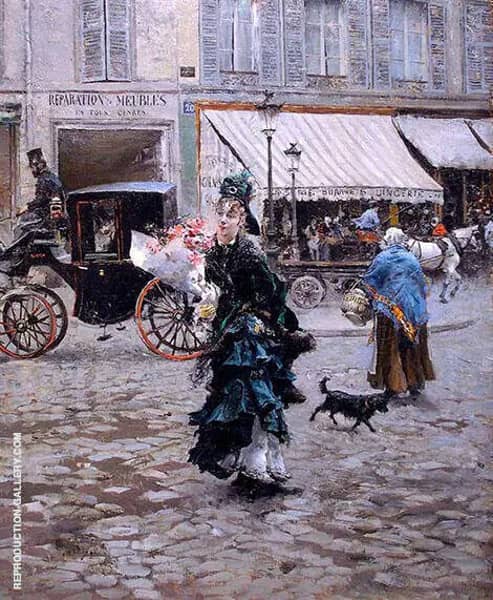 Crossing The Street 1875 by Giovanni Boldini | Oil Painting Reproduction