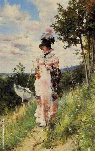 The Summer Stroll by Giovanni Boldini | Oil Painting Reproduction