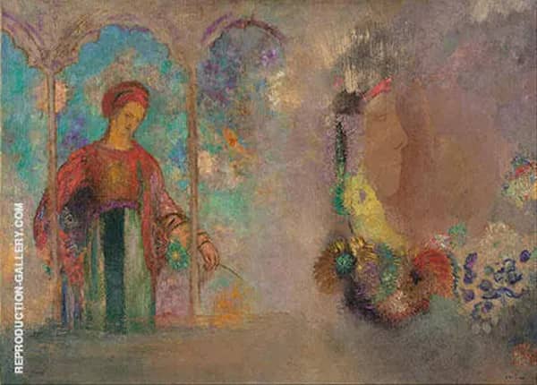 Woman Gathering Flowers by Odilon Redon | Oil Painting Reproduction