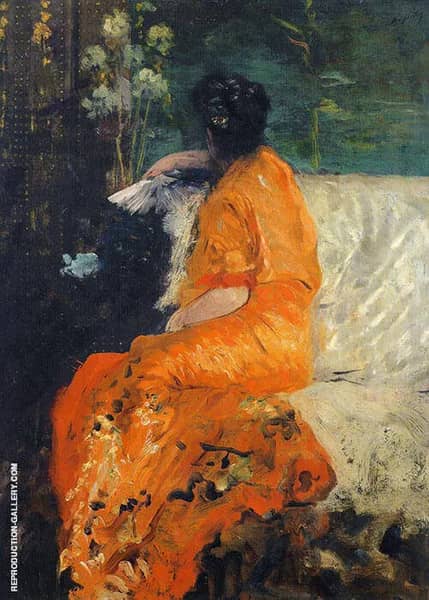 The Orange Kimono 1878 by Giuseppe De Nittis | Oil Painting Reproduction