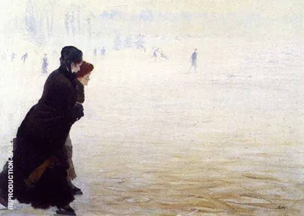 The Skating Lesson by Giuseppe De Nittis | Oil Painting Reproduction