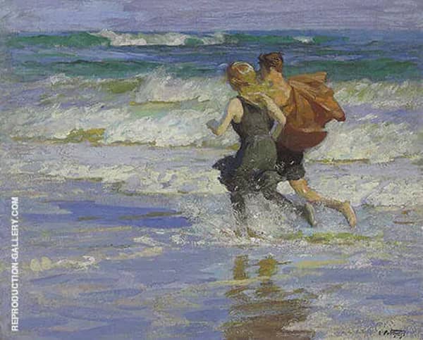 At The Beach 1918 by Edward Henry Potthast | Oil Painting Reproduction