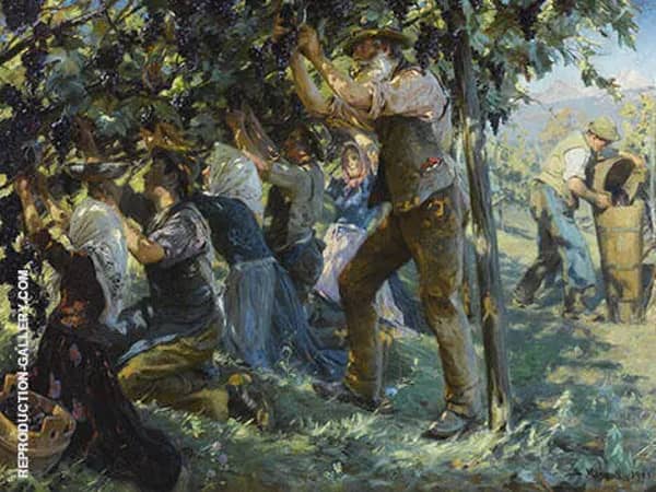 Wine Harvest in The Tyrol 1901 | Oil Painting Reproduction