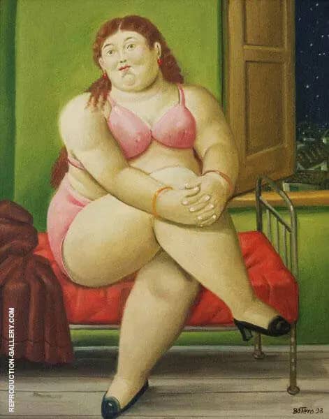 The Bedroom 2 by Fernando Botero | Oil Painting Reproduction