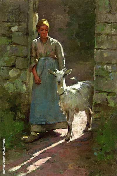 Girl with Goat 1886 by Theodore Robinson | Oil Painting Reproduction