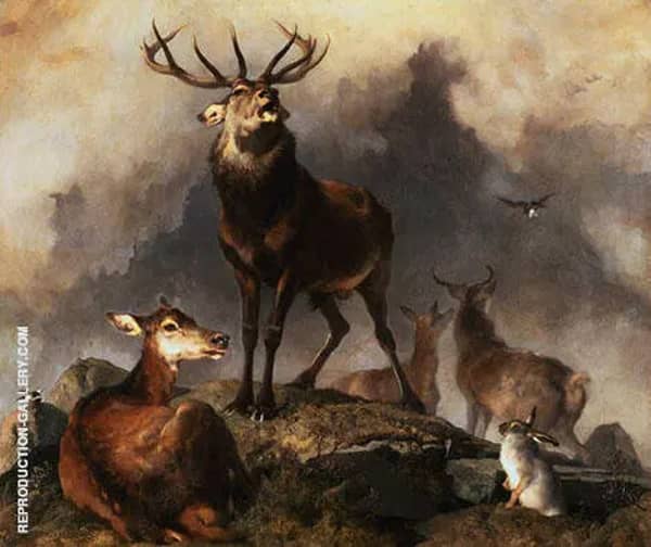 Highland Deer by Edwin Henry Landseer | Oil Painting Reproduction