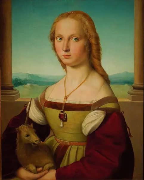 Portrait of Lady with Unicorn c1505 by Raphael | Oil Painting Reproduction