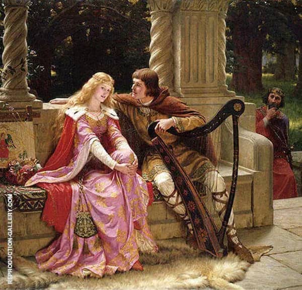 Tristan and Isolde 1902 by Edmund Leighton | Oil Painting Reproduction