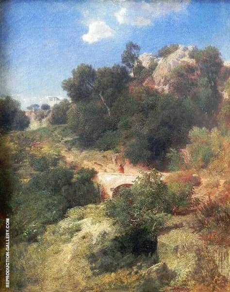 Italian Landscape 1858 by Arnold Bocklin | Oil Painting Reproduction