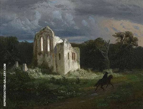 Moonlit Landscape 1849 by Arnold Bocklin | Oil Painting Reproduction