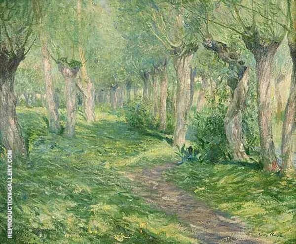 Shifting Shadows Giverny Landscape with Willow Trees near a River | Oil Painting Reproduction