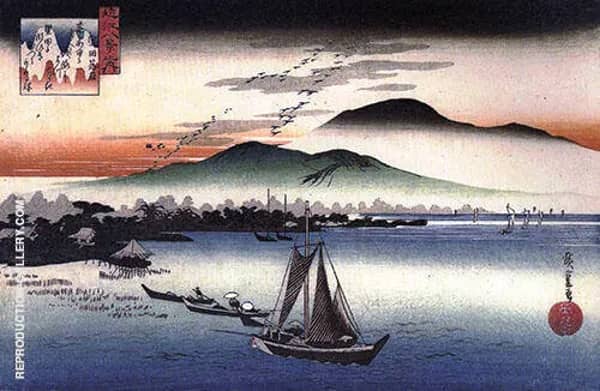 Fishing Boats on a Lake by Hiroshige | Oil Painting Reproduction