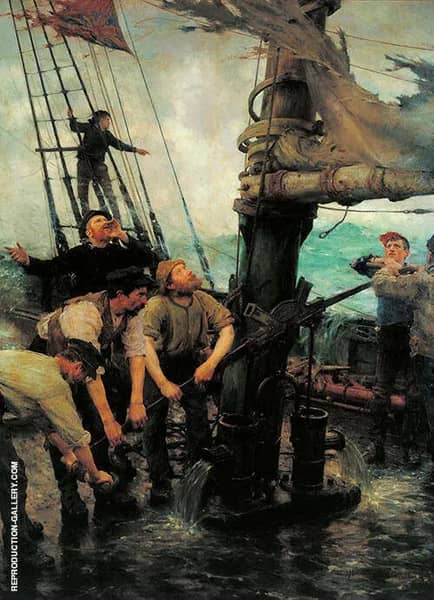 All Hands to the Pump by Henry Scott Tuke | Oil Painting Reproduction